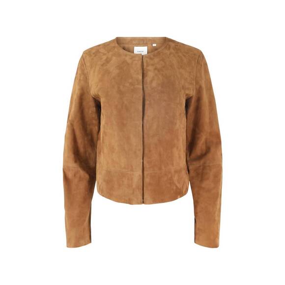 NEW VINCE collarless cropped suede jacket in camarillo - Picture 3 of 4